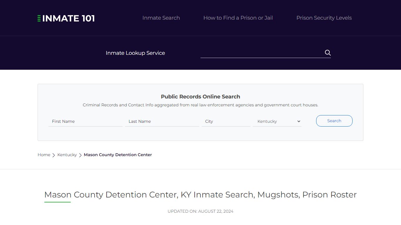 Mason County Detention Center, KY Inmate Search, Mugshots, Prison ...