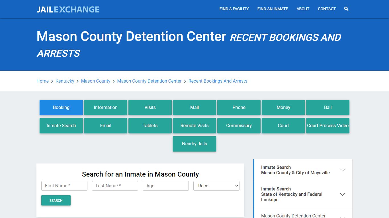 Mason County Detention Center Recent Bookings And Arrests - Jail Exchange